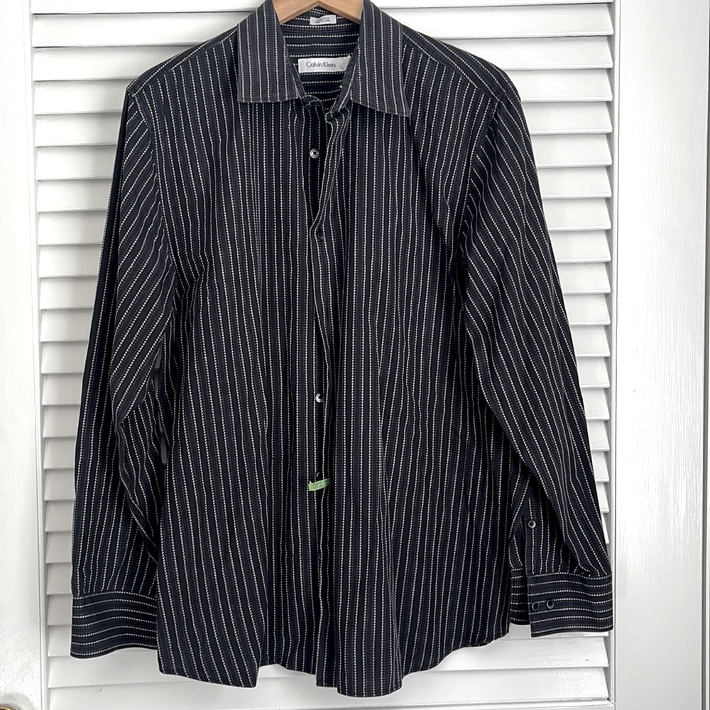 Calvin Klein Woven Stripe Button Down Shirt